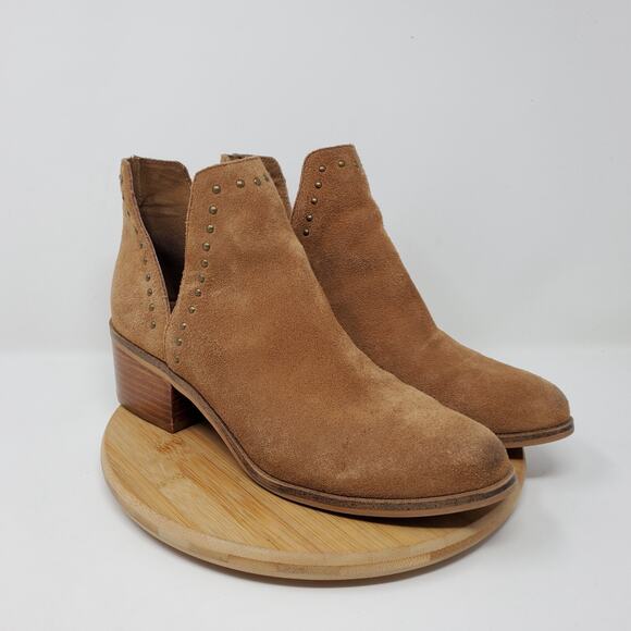 Steve Madden Lyz Ankle Boots Womens 9 Brown Suede Studded Western Cut Out Side - Picture 7 of 12